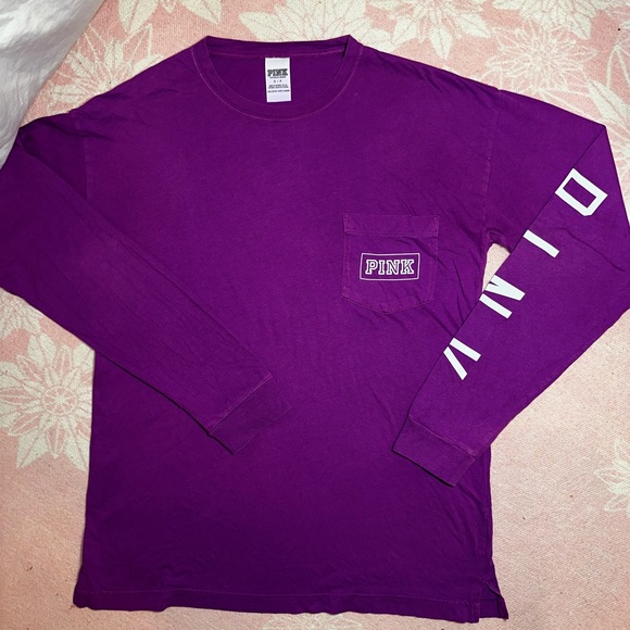 PINK Victoria's Secret Bold Purple Long Sleeve Tee - Picture 1 of 5